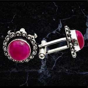Men’s Gorgeous Ruby Cufflinks Gemstones & Silver